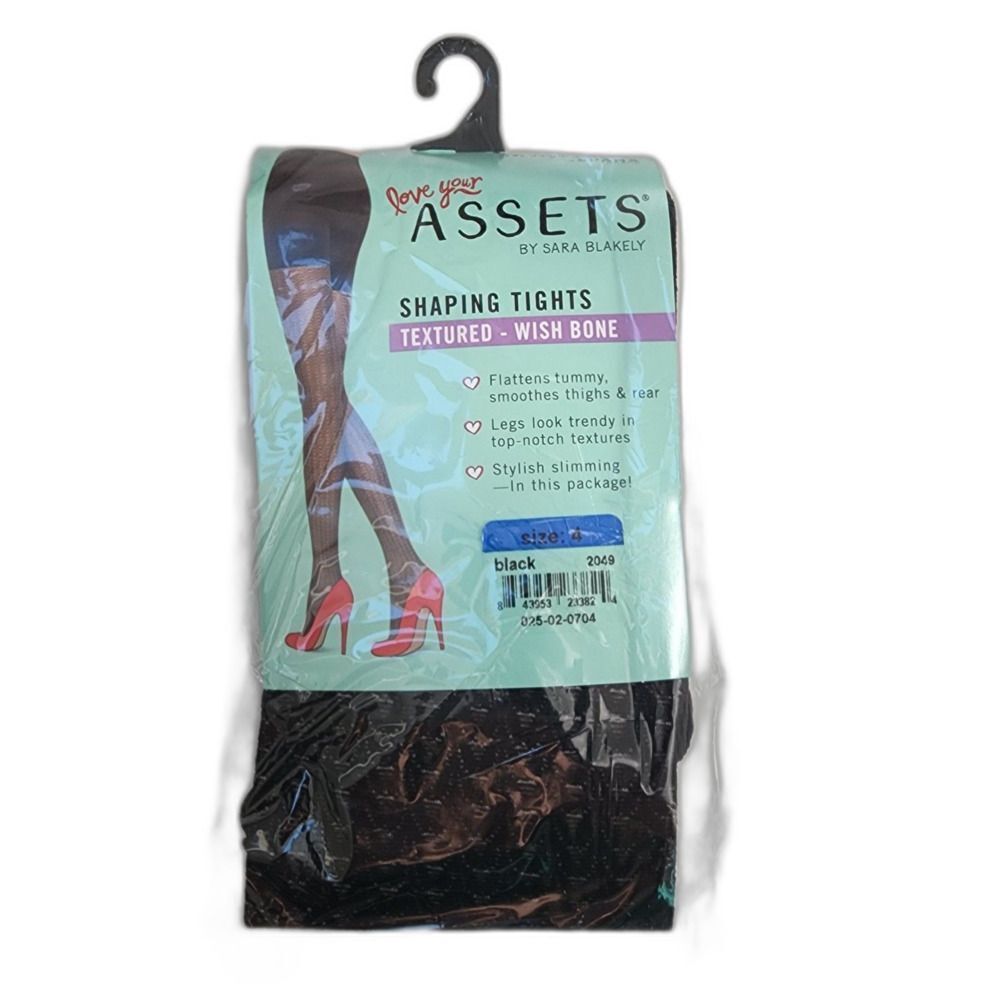 NWT Love Your Assets by Sara Blakely Black Textured Wish Bone Shaping Tights